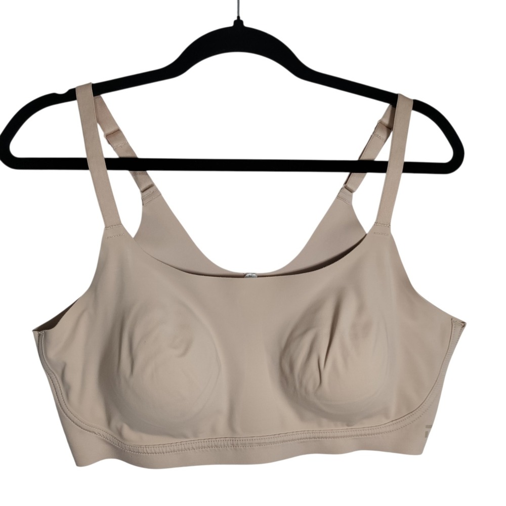 Tommy John Bra Beige Low Impact Yoga Sports Bra Crossover Back Sz XL